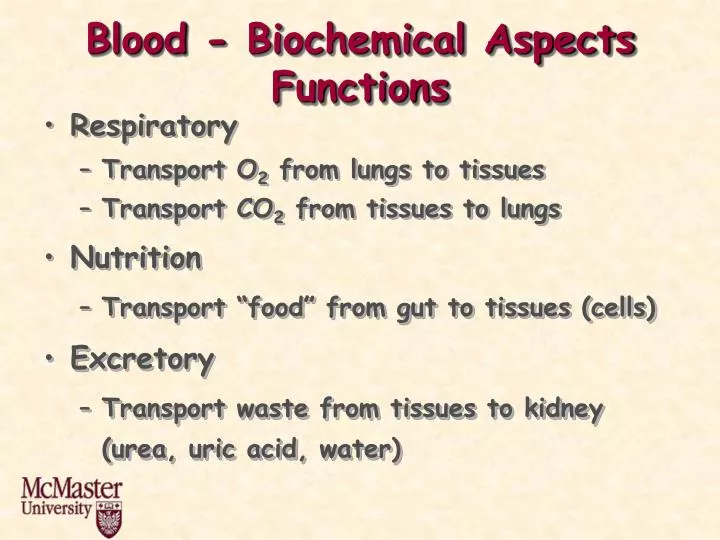blood biochemical aspects functions