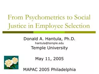 From Psychometrics to Social Justice in Employee Selection