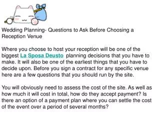 Wedding Planning- Questions to Ask Before Choosing a Recepti