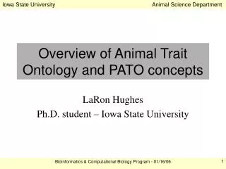Overview of Animal Trait Ontology and PATO concepts
