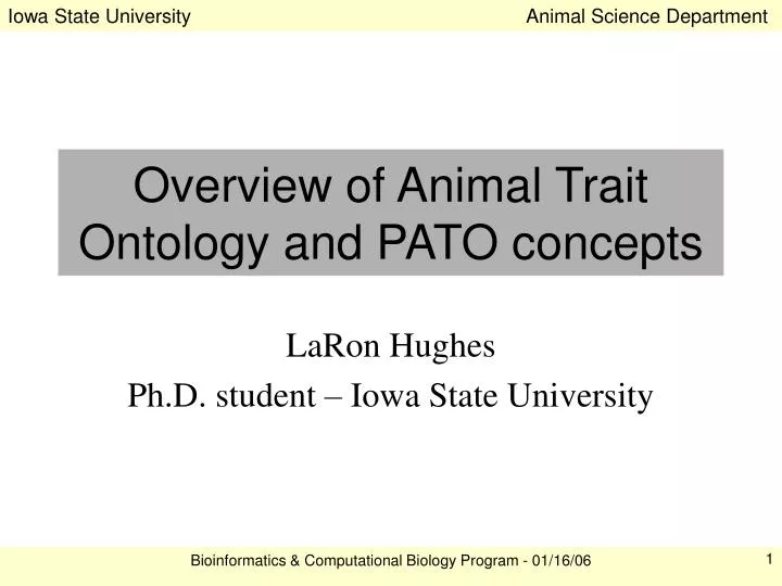 overview of animal trait ontology and pato concepts