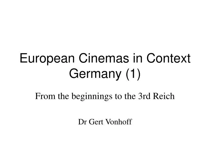 european cinemas in context germany 1