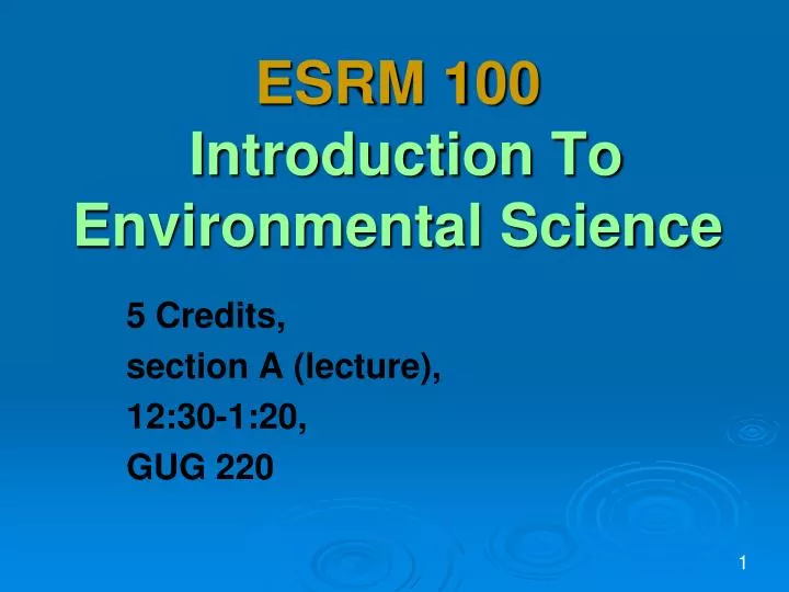esrm 100 introduction to environmental science