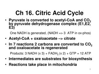 Ch 16. Citric Acid Cycle