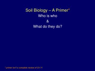 Soil Biology – A Primer * Who is who &amp; What do they do?