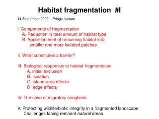 Habitat fragmentation #I