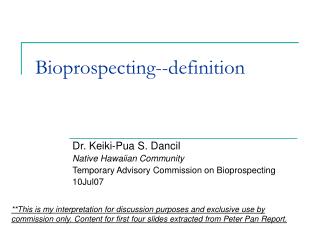 Bioprospecting--definition