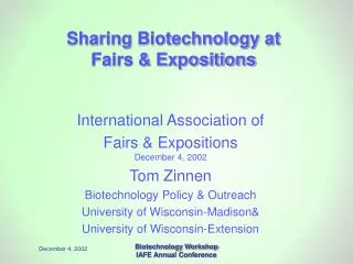 Sharing Biotechnology at Fairs &amp; Expositions