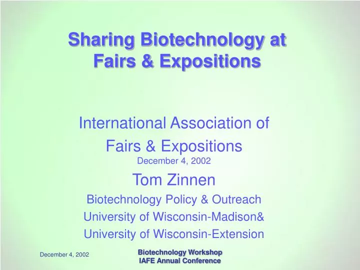sharing biotechnology at fairs expositions