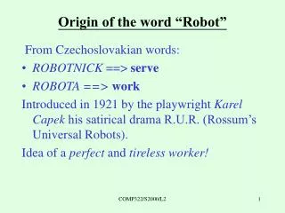 Origin of the word “Robot”
