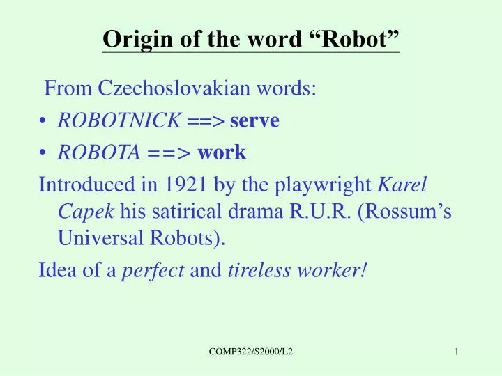 origin of the word robot