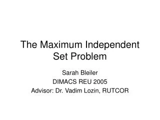 The Maximum Independent Set Problem