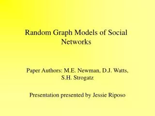 Random Graph Models of Social Networks