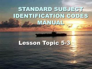 STANDARD SUBJECT IDENTIFICATION CODES MANUAL