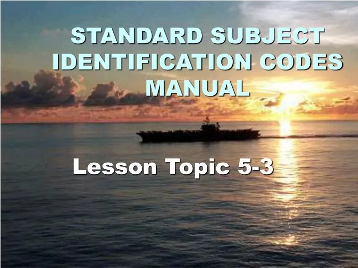 standard subject identification codes manual