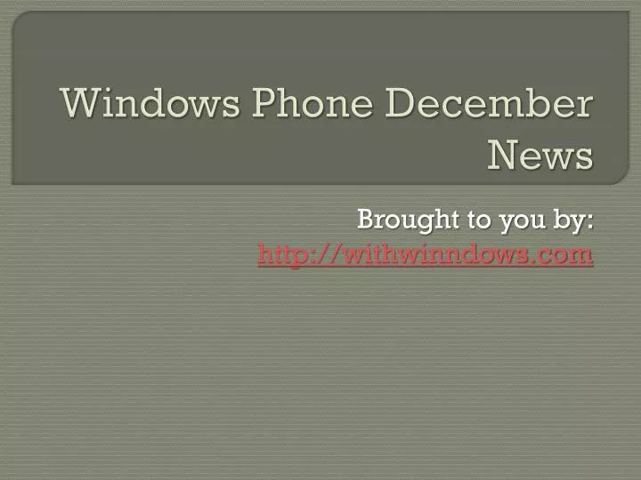 windows phone december news