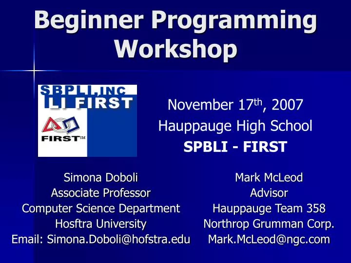 beginner programming workshop