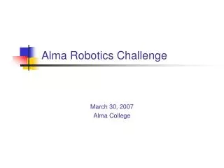 Alma Robotics Challenge