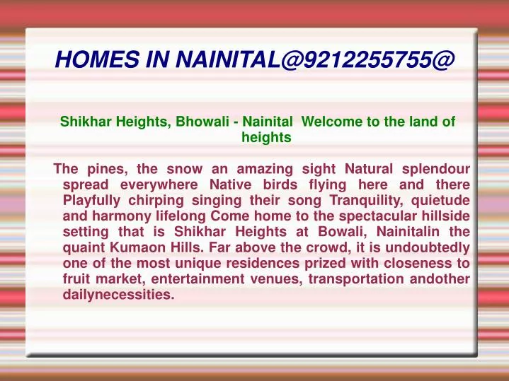 homes in nainital@9212255755@