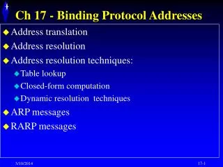 Ch 17 - Binding Protocol Addresses