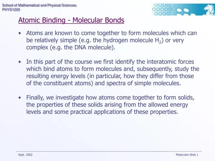 atomic binding molecular bonds