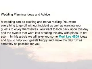 Wedding Planning Ideas and Advice