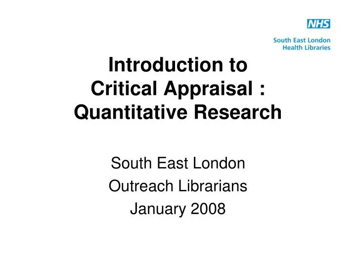 introduction to critical appraisal quantitative research