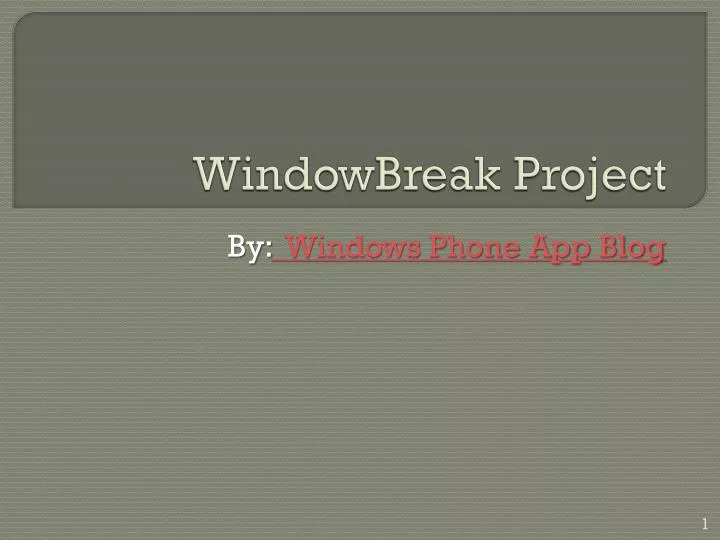 windowbreak project