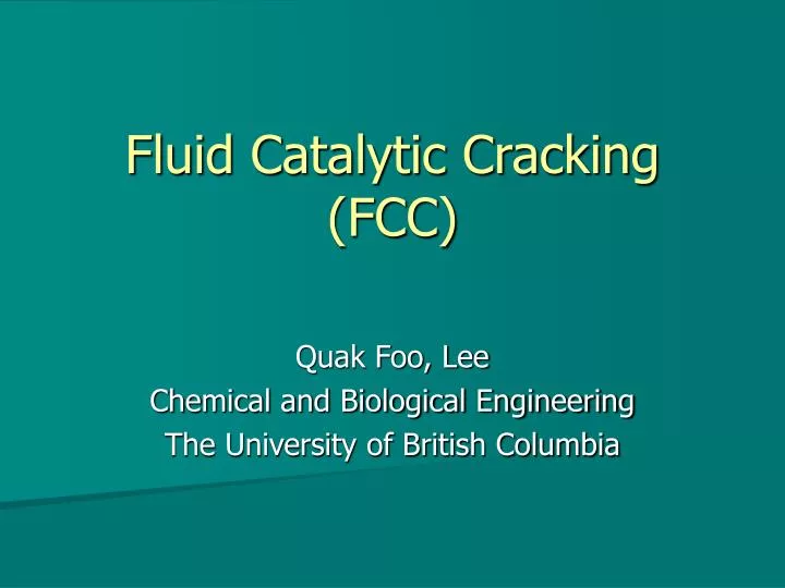 fluid catalytic cracking fcc
