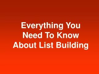 Affiliate Market List Building