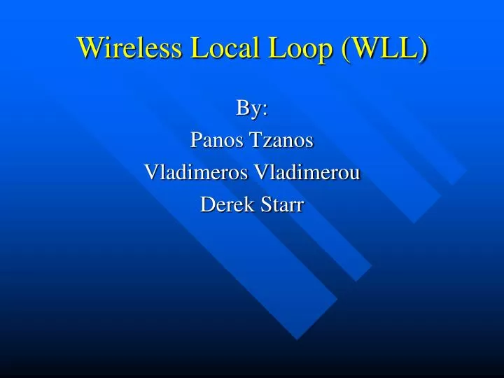 wireless local loop wll