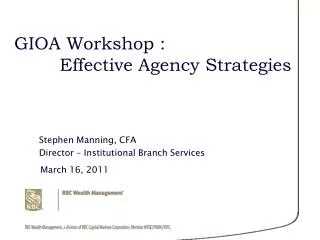 GIOA Workshop : Effective Agency Strategies