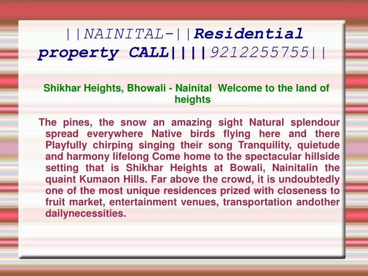 nainital residential property call 9212255755