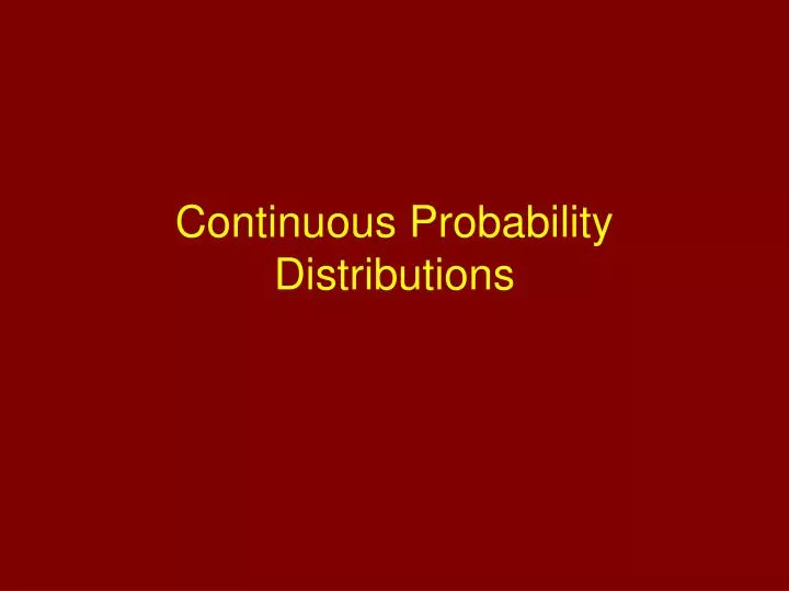 continuous probability distributions