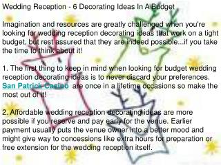 Wedding Reception - 6 Decorating Ideas In A Budget