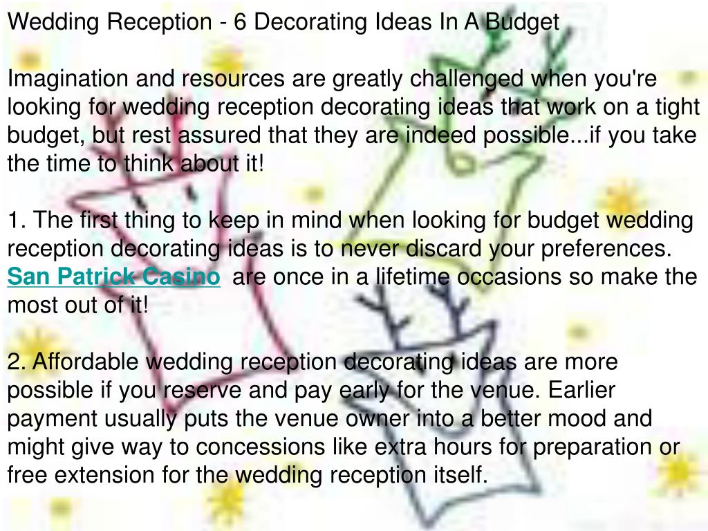 Affordable Wedding Reception Decorations