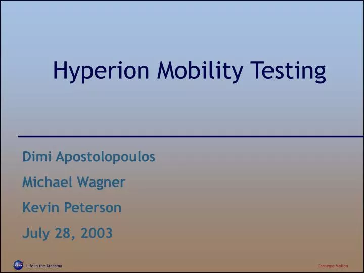 hyperion mobility testing
