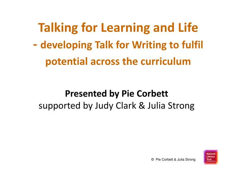 talking for learning and life developing talk for writing to fulfil potential across the curriculum