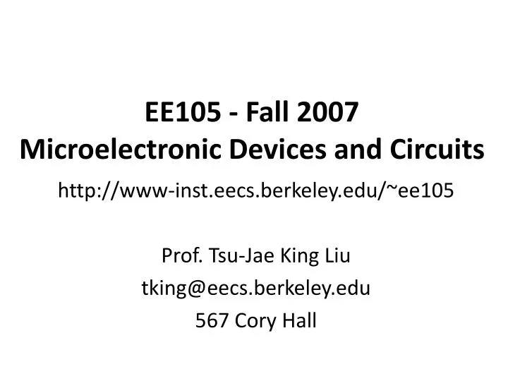 ee105 fall 2007 microelectronic devices and circuits