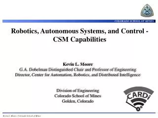 Robotics, Autonomous Systems, and Control - CSM Capabilities