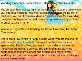 Wedding Reception Centerpieces - Decorating Your Reception