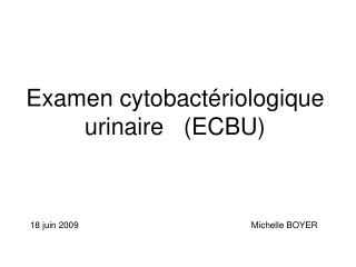 Examen cytobactériologique urinaire (ECBU)