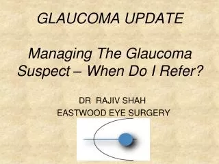 GLAUCOMA UPDATE Managing The Glaucoma Suspect – When Do I Refer?