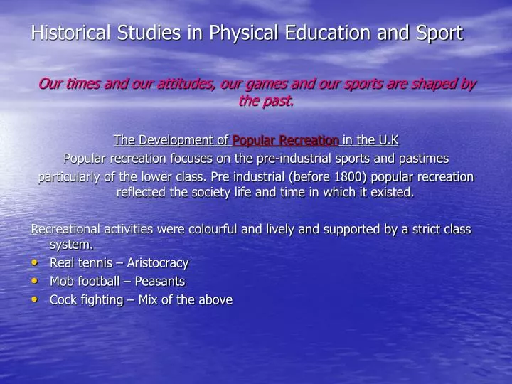 historical studies in physical education and sport