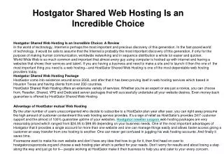 Hostgator Shared Web Hosting Is an Incredible Choice