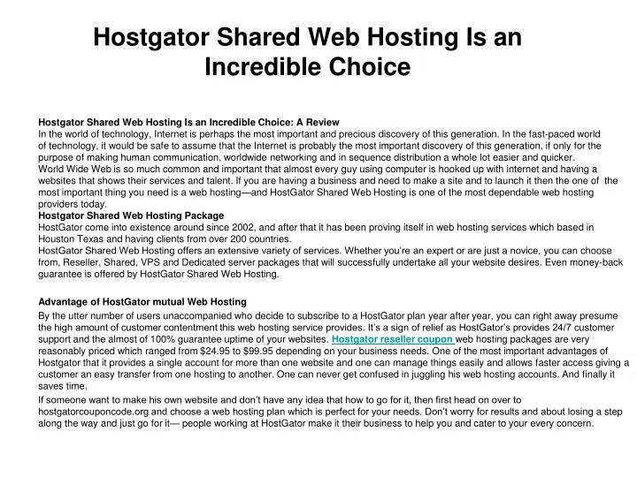 hostgator shared web hosting is an incredible choice