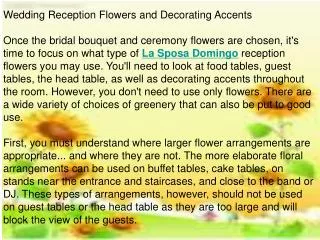 Wedding Reception Flowers and Decorating Accents