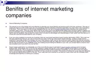 Benefits of internet marketing companies