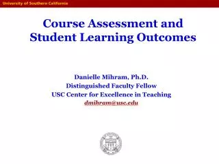 Course Assessment and Student Learning Outcomes