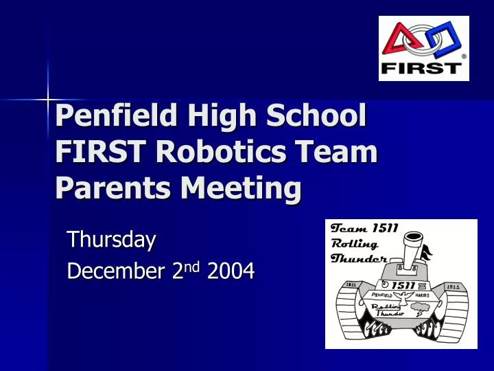 penfield high school first robotics team parents meeting